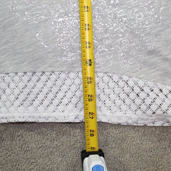 Zenergy by Chico's Size 8 Grey, Silver and White Lace Trimmed Shirt - Picture 5 of 7